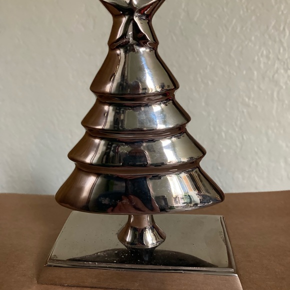 Silver Tree Star Stocking Holder Christmas Holiday Decor Heavy Hanger - Picture 2 of 5